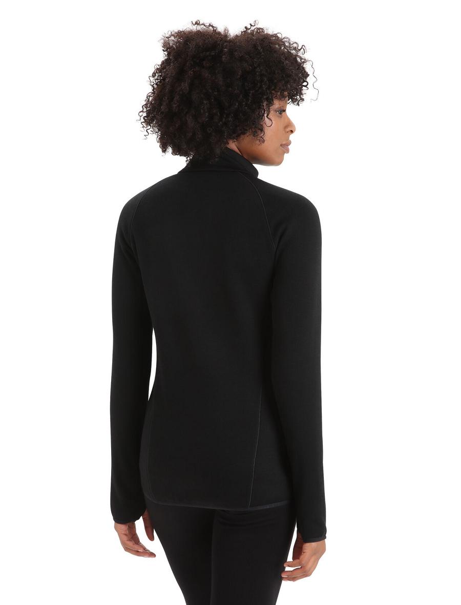 Sweat À Capuche Icebreaker RealFleece™ Merino Elemental Long Sleeve Zip Femme Noir | FR 1666FDNM